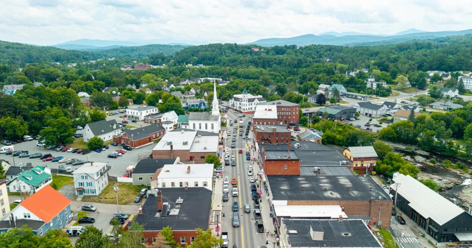 Aerial view of a New Hampshire town center